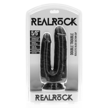 RealRock Double Trouble Dildo 5 inch 6 inch Black