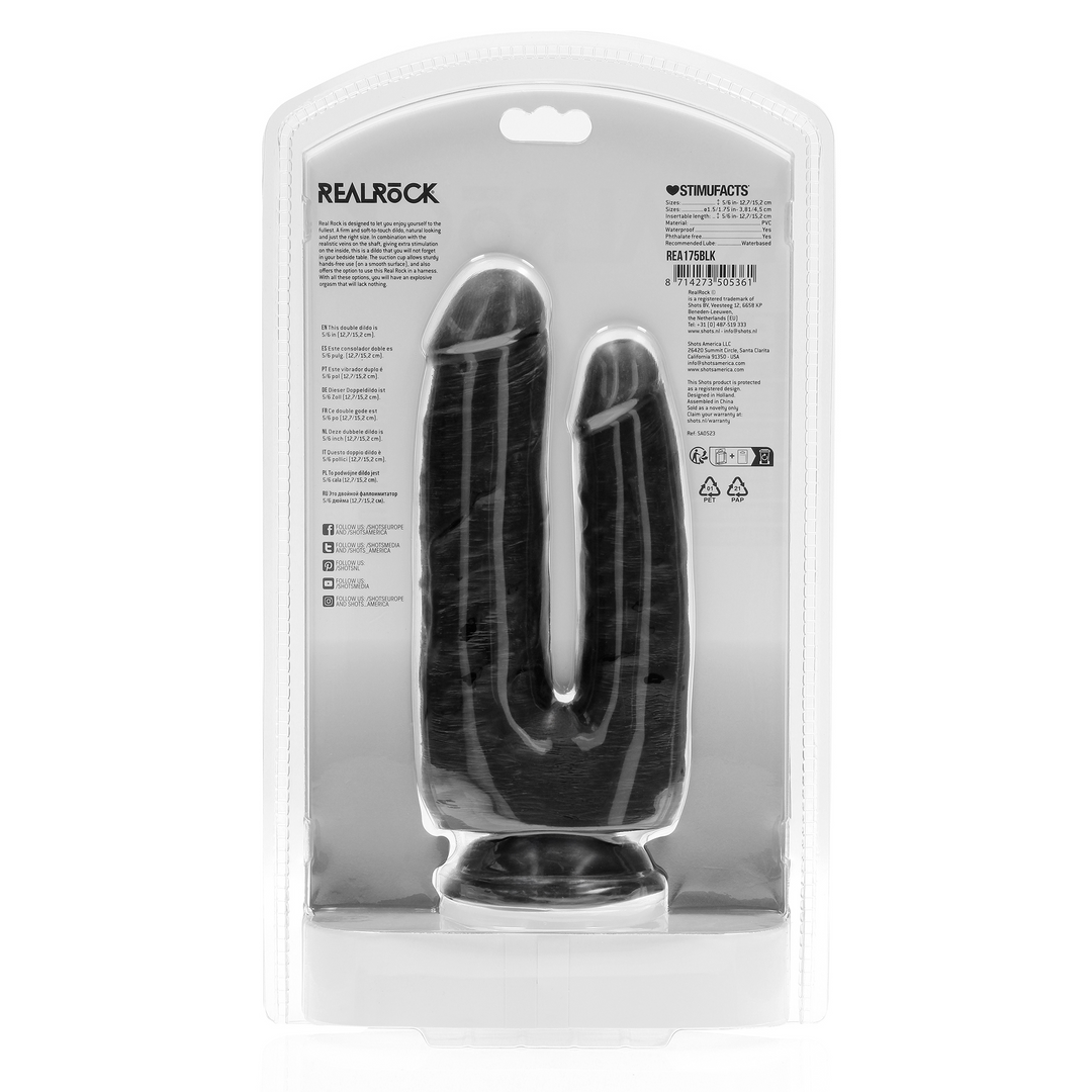 RealRock Double Trouble Dildo 5 inch 6 inch Black