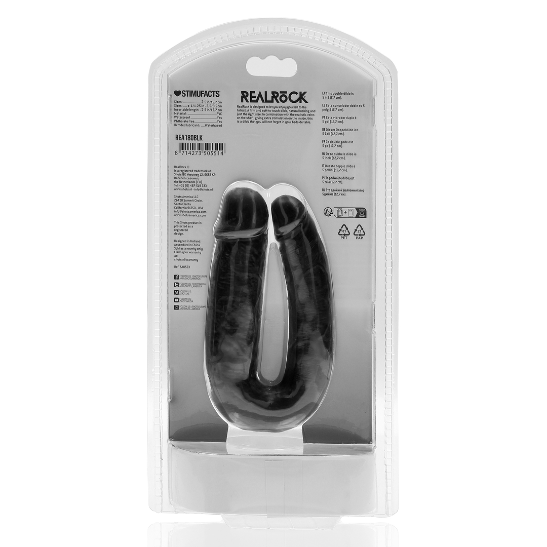 RealRock U Shape Dildo 5 Inch Black