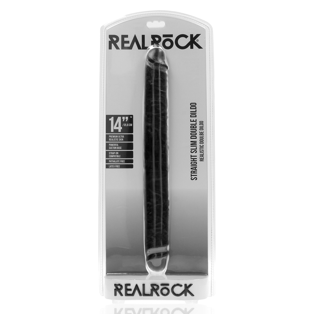 RealRock Straight Slim Double Ended Dildo 14 Inch Black