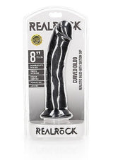 RealRock Curved Realistic Dildo 8 Inch Black Black 8 inch