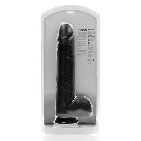 RealRock Extra Long Dildo with Balls 15 Inch Black