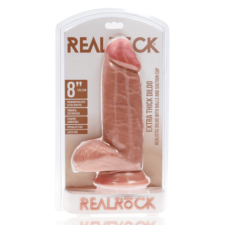 RealRock Extra Thick Dildo with Balls 8 Inch Light