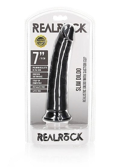 RealRock Slim Realistic Dildo 7 Inch Black