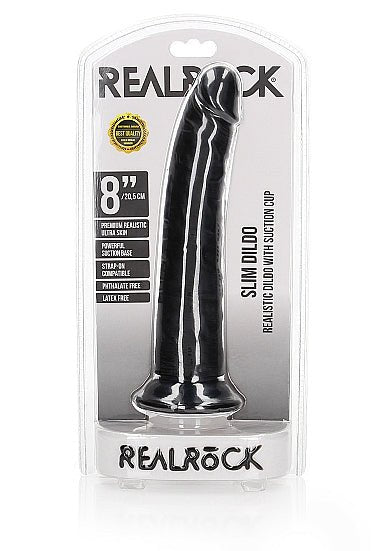 RealRock Slim Realistic Dildo 8 Inch Black