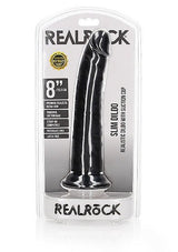 RealRock Slim Realistic Dildo 8 Inch Black