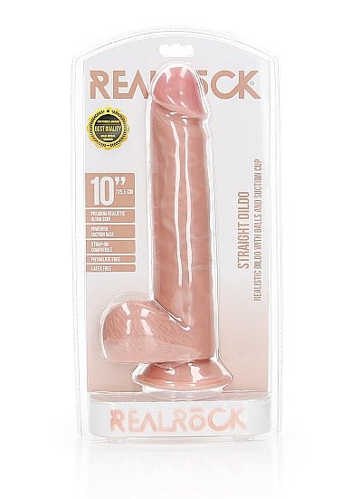 RealRock Straight Realistic Dildo with Balls 10 Inch Light