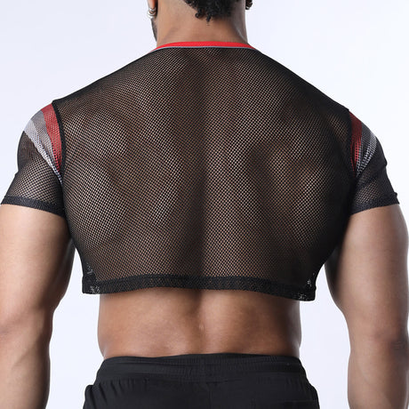 Cellblock 13 Chain Reaction Mesh Crop Top Red