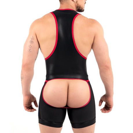 ROK Kinky Open Wrestler Singlet Black Red