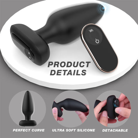 Command Vibrating Silicone Butt Plug Black