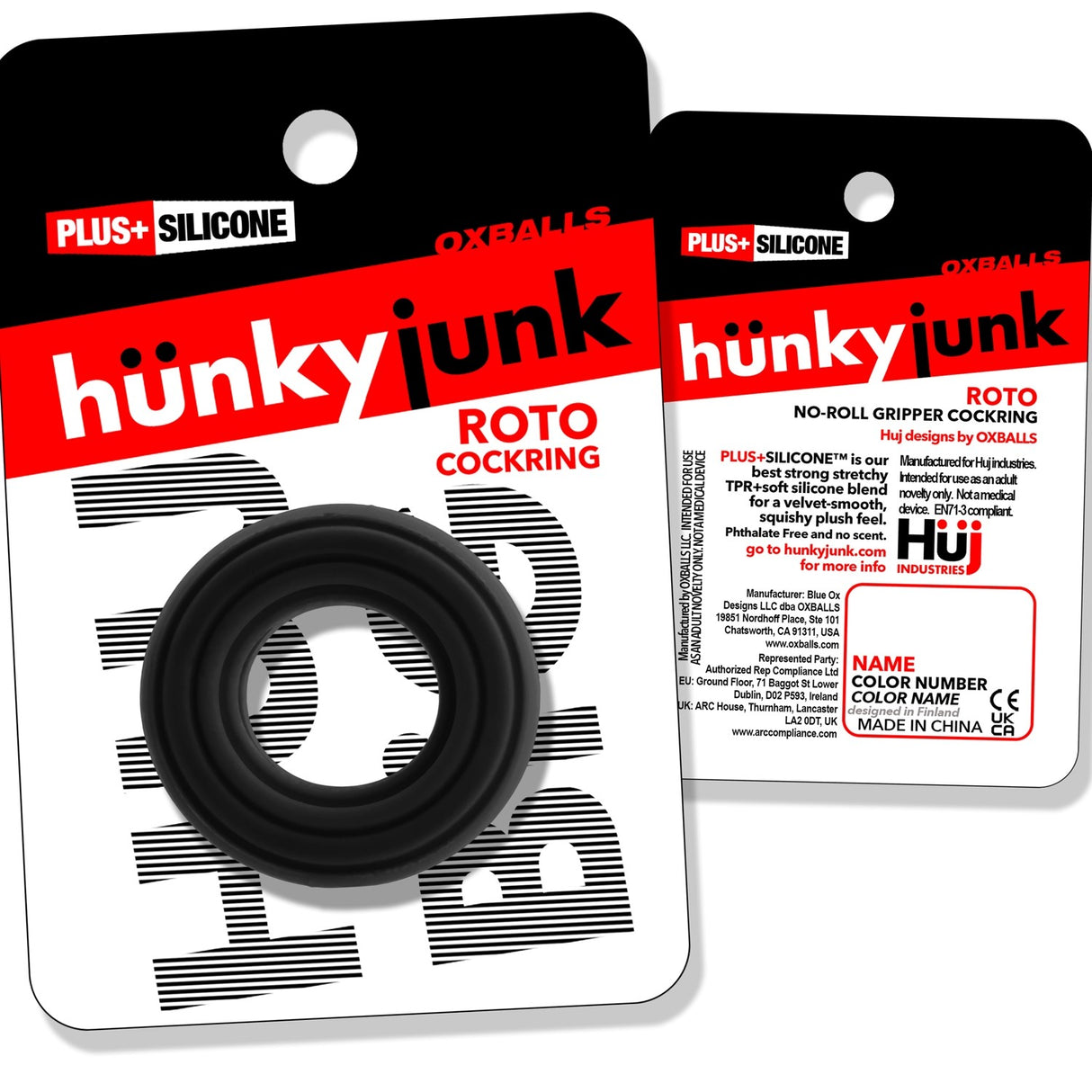 Hunkyjunk ROTO Cockring Black Fog