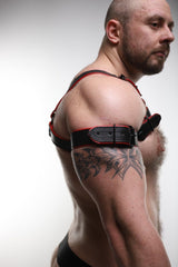 ruff GEAR Double Tone Leather Bicep Strap Red Black