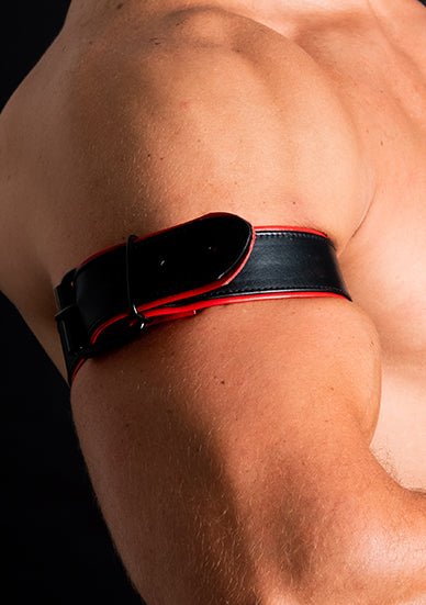 ruff GEAR Double Tone Leather Bicep Strap Red Black