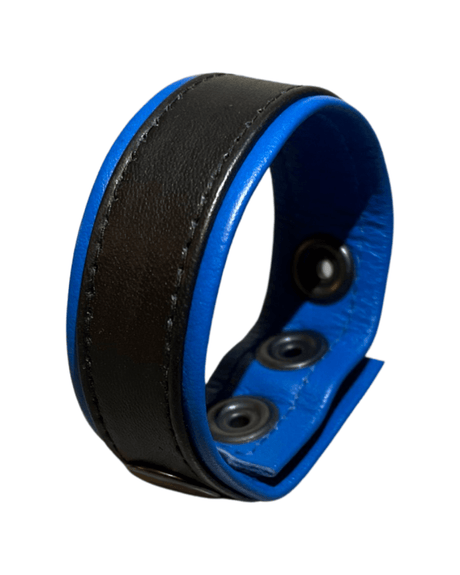 ruff GEAR Double Tone Leather Cock Strap Black Blue