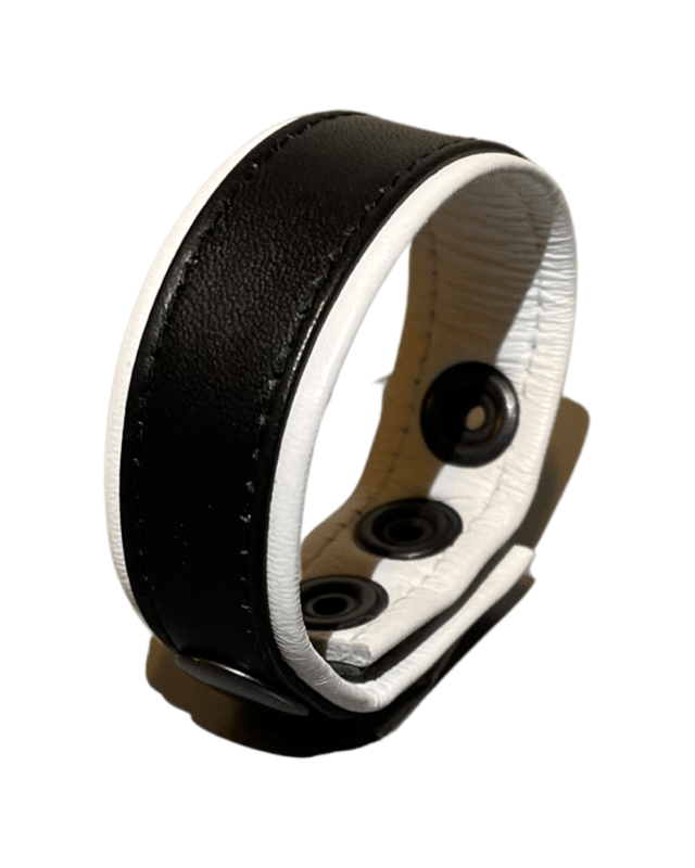 ruff GEAR Double Tone Leather Cock Strap Black White