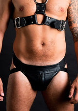 ruff GEAR Double Tone Leather Zip Jockstrap Black