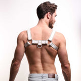 ruff GEAR Leather Bulldog Reflector Harness White Silver Gold
