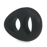 ruff GEAR Liquid Silicone Duo Cock and Ball Ring Black - FETCH