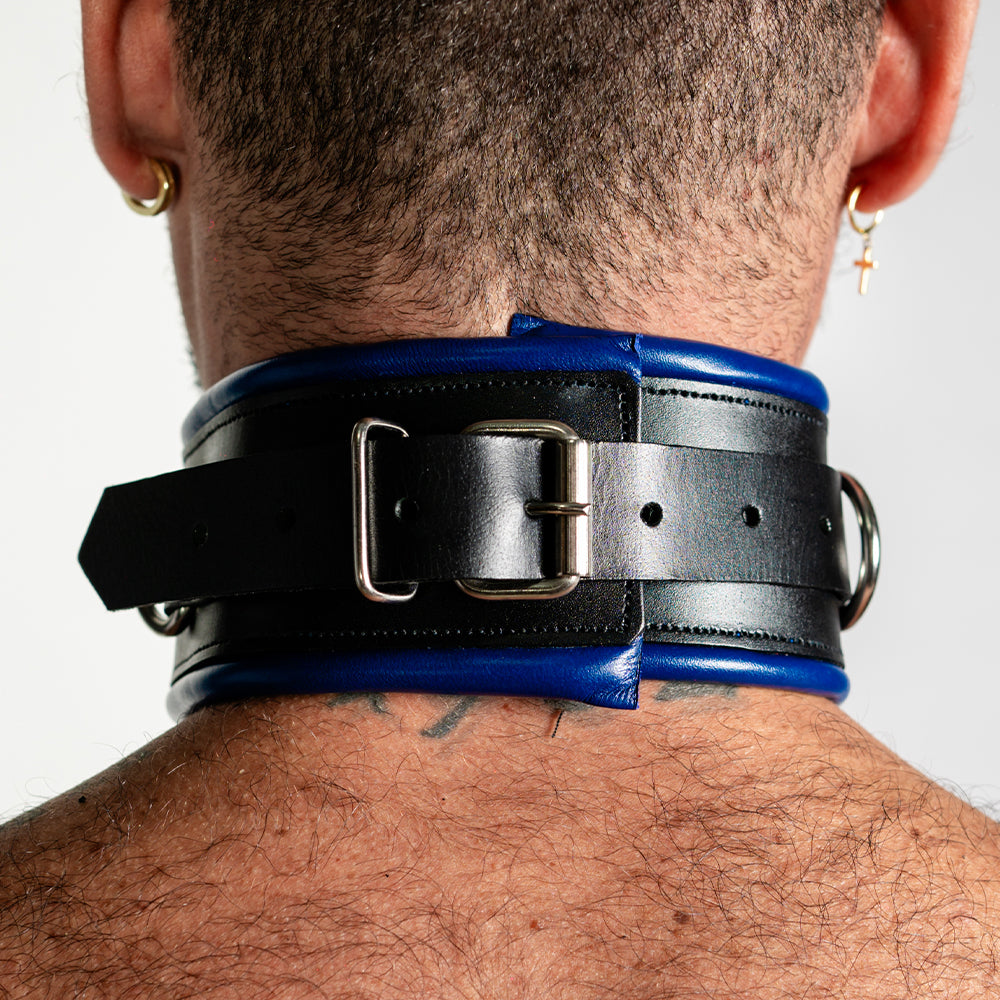 ruff GEAR Leather Padded Neck Collar Blue