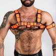 ruff GEAR Bold Leather Bulldog Harness Neon Orange