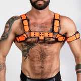 ruff GEAR Bold Leather Bulldog Harness Neon Orange