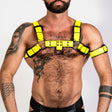 ruff GEAR Bold Leather Bulldog Harness Neon Yellow