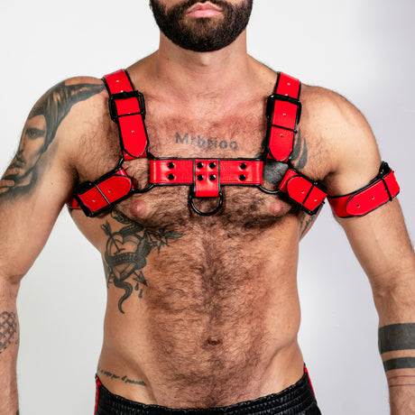 ruff GEAR Bold Leather Bulldog Harness Red