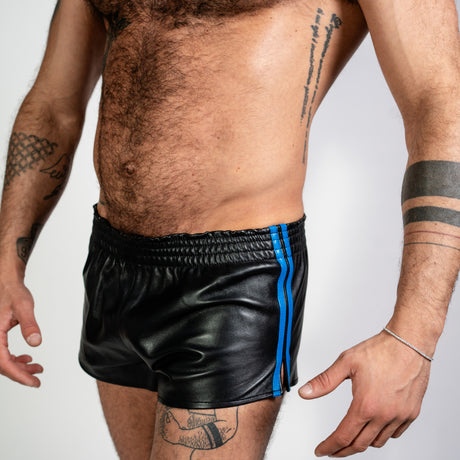 ruff GEAR Double Tone Leather Sports Shorts Black Blue