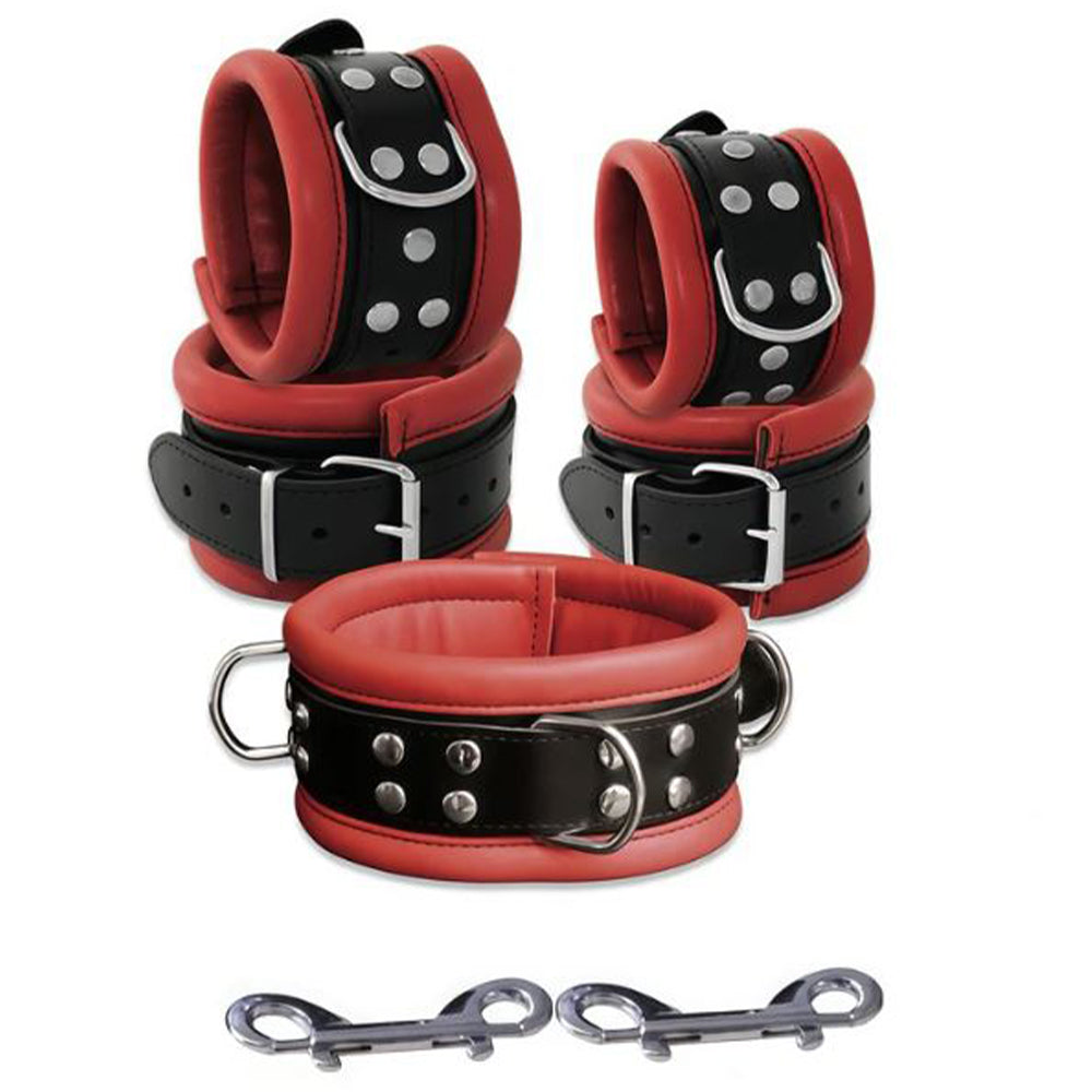 ruff GEAR Hardcore 5 Piece Leather Bondage Set Red