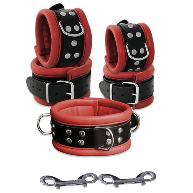 ruff GEAR Hardcore 5 Piece Leather Bondage Set Red