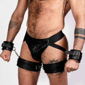 ruff GEAR Leather Deluxe Locking Thigh To Wrist Cuffs