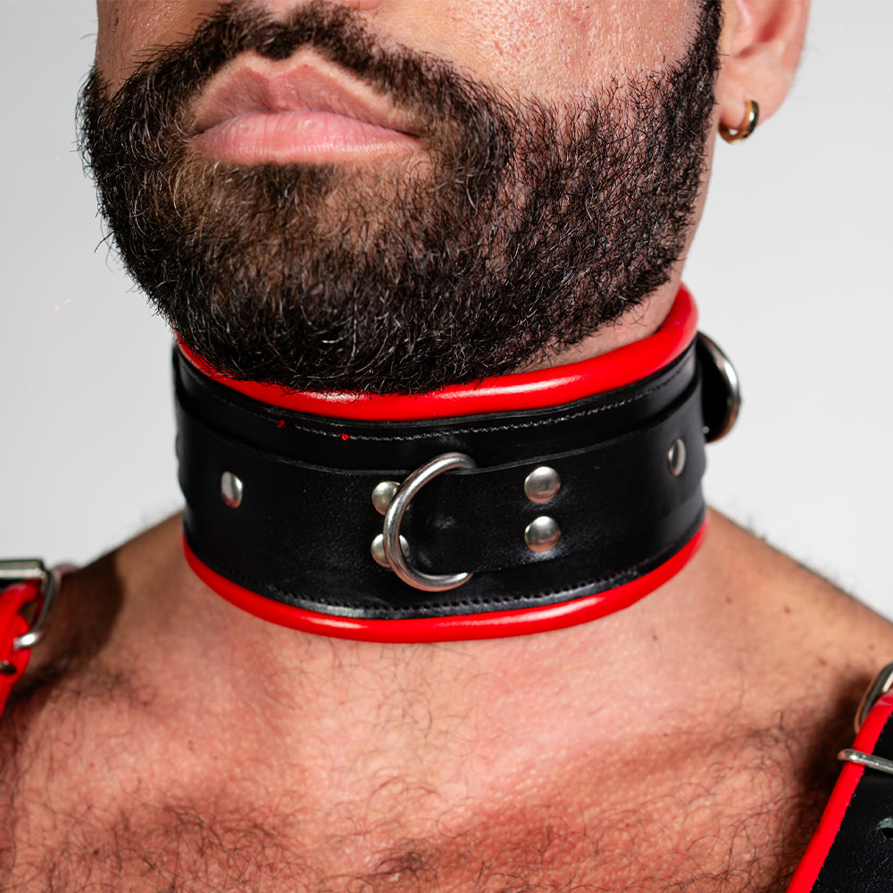 ruff GEAR Leather Padded Neck Collar Red