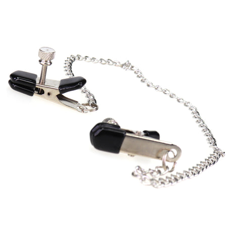 ruff GEAR Metal Wide Grip Nipple Clips with Chain Black