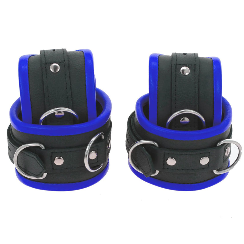 ruff GEAR Premium Leather Restraints 4 Piece Set Blue