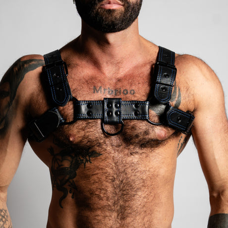 ruff GEAR RAW  Leather Bulldog Harness Black Royal