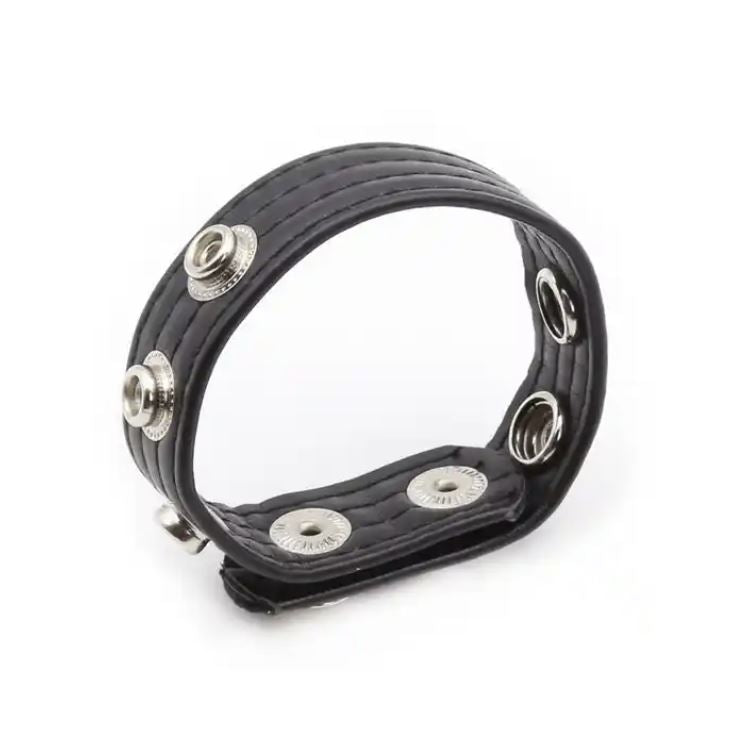 ruff GEAR Leather Snap Pro Cock Ring Black