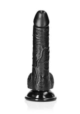 RealRock Curved Realistic Dildo with Balls 7 Inch Black