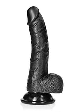 RealRock Curved Realistic Dildo with Balls 7 Inch Black