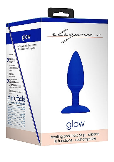 Elegance Heating Anal Butt Plug Glow Blue