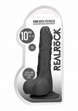 RealRock Lifelike Dildo With Balls 10 Inch Black