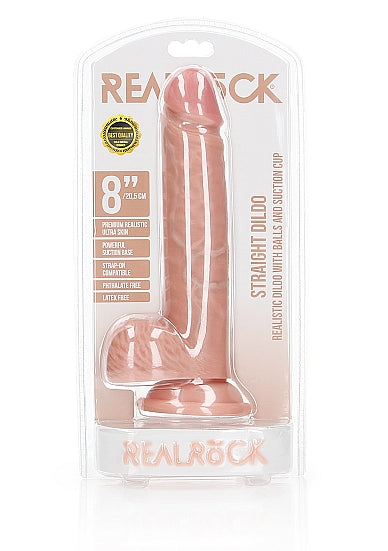 RealRock Straight Realistic Dildo with Balls 8 Inch Light