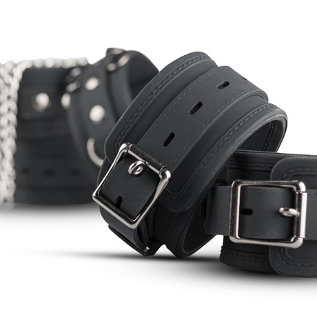 EasyToys Silicone Collar Handcuffs & Anklecuffs Black