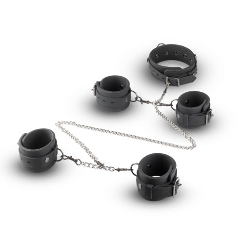 EasyToys Silicone Collar Handcuffs & Anklecuffs Black