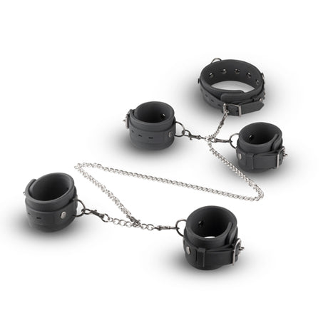 EasyToys Silicone Collar Handcuffs & Anklecuffs Black