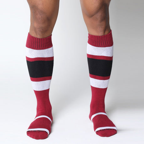 Cellblock 13 Halfback Knee High Socks Burgundy