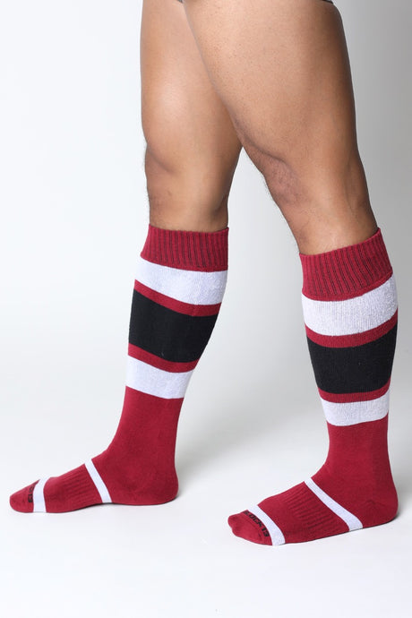 Cellblock 13 Halfback Knee High Socks Burgundy