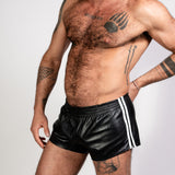 ruff GEAR Double Tone Leather Sports Shorts Black White