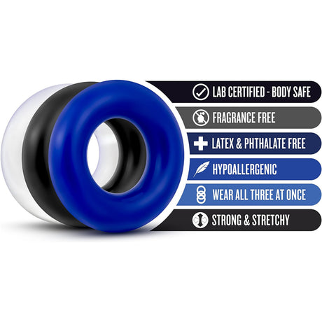 Stay Hard Cock Rings 3 Pack