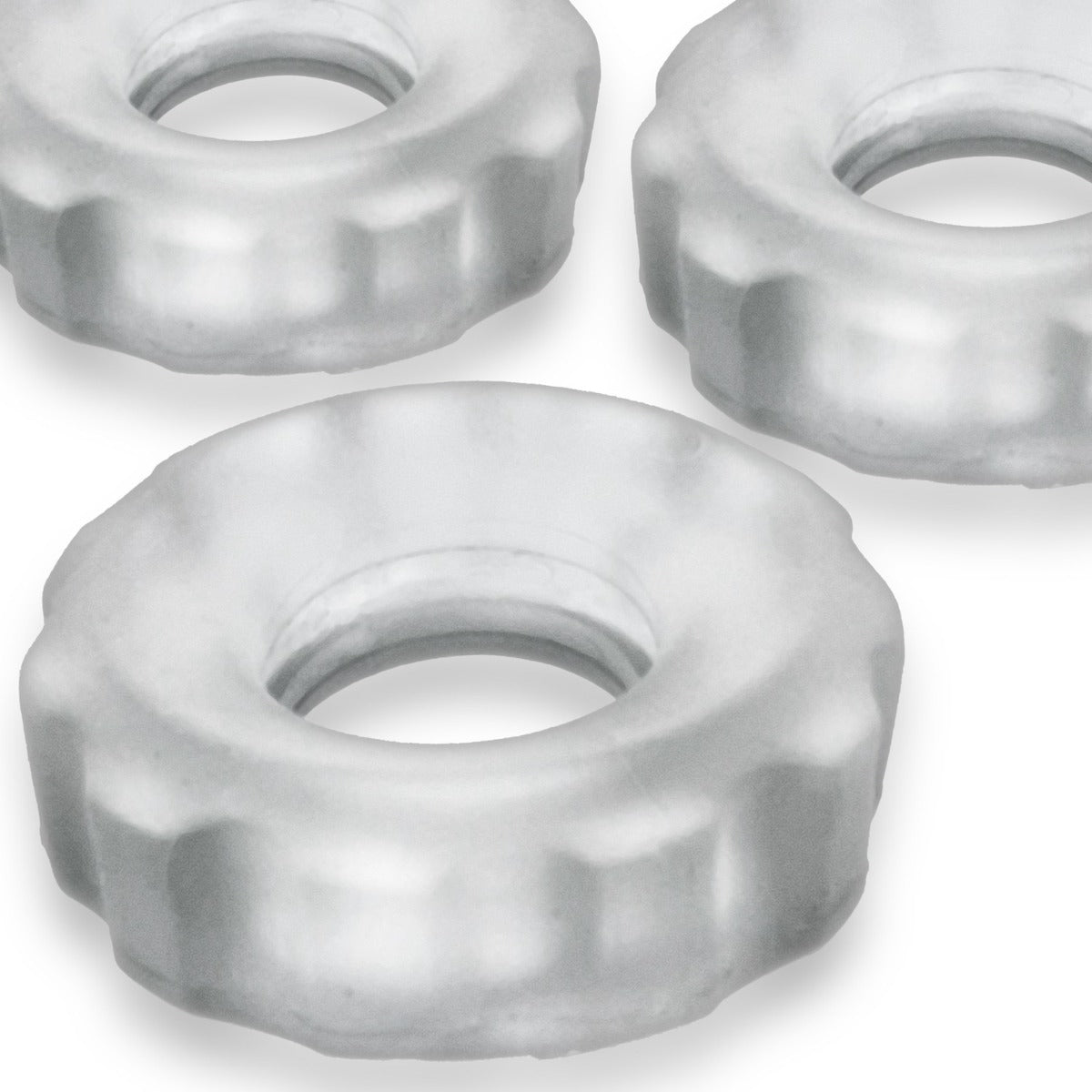 Hunkyjunk Super HUJ Cock Ring 3 Pack Clear Ice