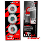 Hunkyjunk Super HUJ Cock Ring 3 Pack Clear Ice